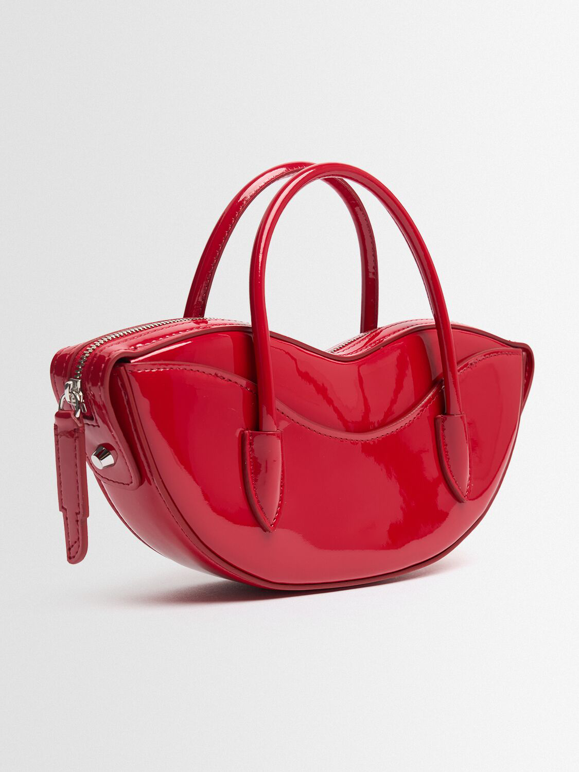 Glossy Red Lip Shaped Double Top Handle Mini Handbag