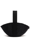 Black Handwoven Napier Grass Top Handle Basket Bag