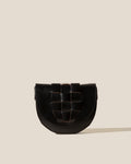 Black Woven Front Saddle Adjustable Strap Crossbody Bag