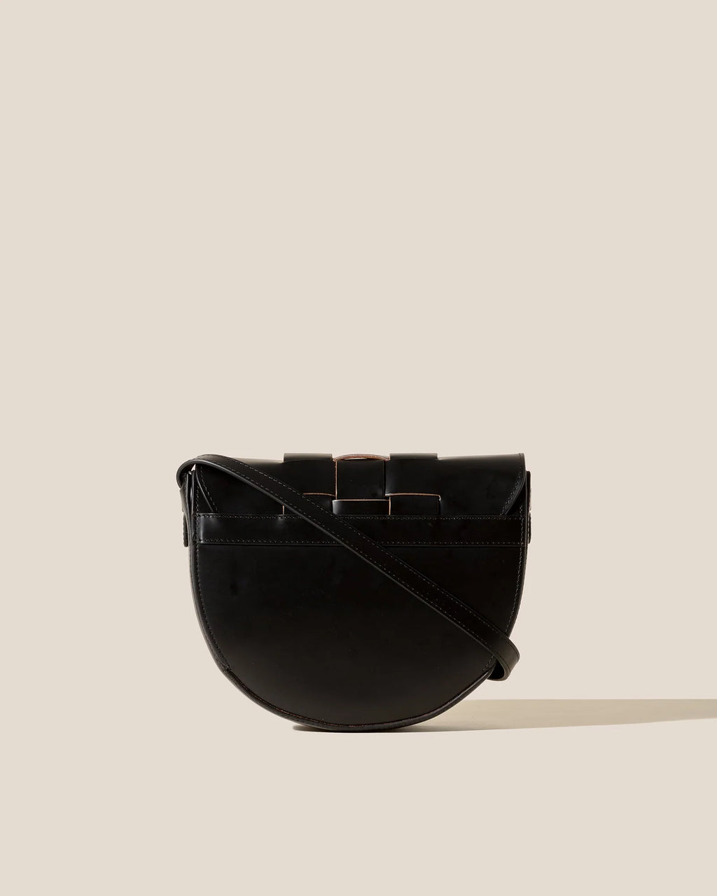 Black Woven Front Saddle Adjustable Strap Crossbody Bag