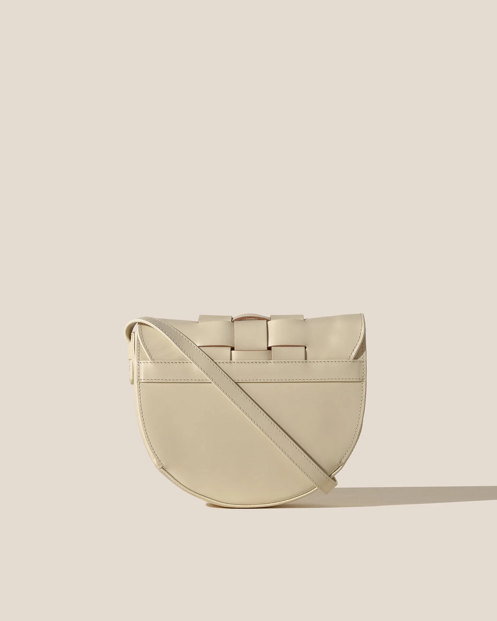 Custard Woven Front Saddle Adjustable Crossbody Bag