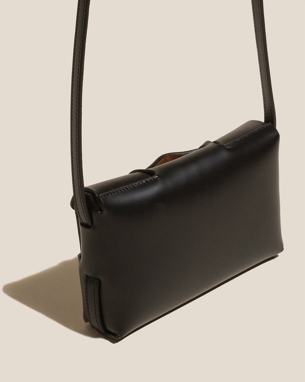 Black Geometric Stitch Magnetic Mini Crossbody Bag