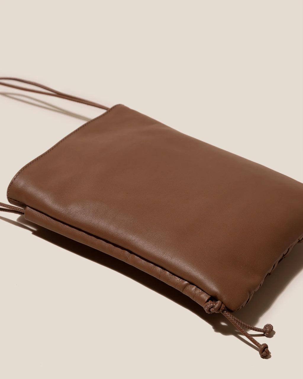 Chestnut Hand Woven Leather Magnetic Crossbody Pouch